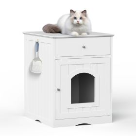 Wooden Pet House Cat Litter Box Enclosure, Side Table, Indoor Crate