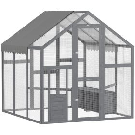 Large Wooden Chicken Run With Waterproof & Anti-UV Cover, For 6-8 Chickens, For Backyard, Farm, 5.5 X 6 X 6