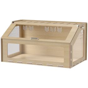 39 Inch Hamster Cage Habitat With Acrylic Window & Openable Top For Hamster, Gerbil, Guinea Pig, Rat, Oak