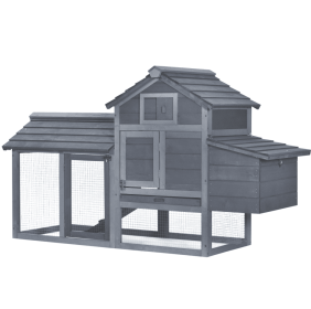 Chicken Coop Kit 59 Outdoor Solid Wood Enclosed House Ventilation Gray