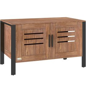 Cat Litter Box Enclosure With Tall Legs, Scratching Board, Dark Brown, 31.5L X 17.7W X 19.7H