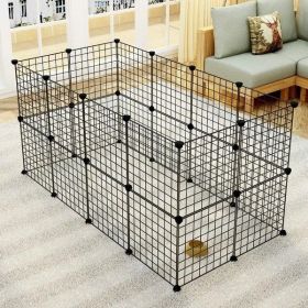 Pet Playpen, Small Animal Cage Indoor Portable Metal Wire Yard Fence For Small Animals, Guinea Pigs, Rabbits Kennel Crate Fence Tent Black 24pcs