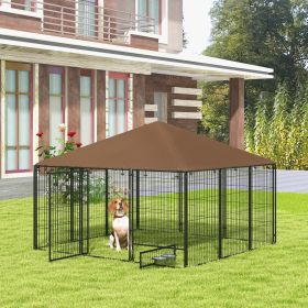 Outdoor Dog Kennel with Rotating Bowl Holders