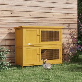 Wooden Bunny Hutch with Ramp, Indoor/Outdoor, Yellow