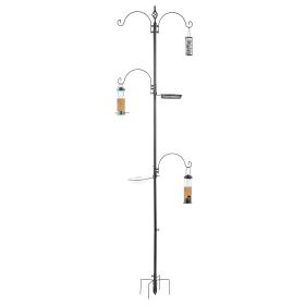 93inch Iron With Four Hooks, With Bird Feeder Black Courtyard Bird Feeder