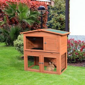 40" Rabbit Hutch Bunny Cage Small Animal House with No Leak Tray