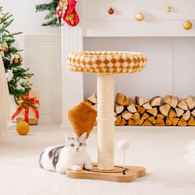 Mewoo Cat Scratching Post With Bed - Small Cat Tower With Sisal Scratcher, Removable Perch & Ball Track Toys For Indoor Cats Brown, Medium