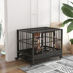 43" Heavy Duty Dog Crate Cage Kennel with Lockable Wheels