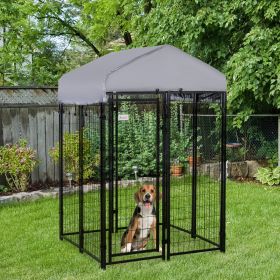 Outdoor Dog Kennel with Roof (Option: Silver-1500x620x240 mm)