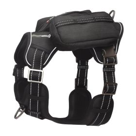 PETMARVEL High-Perfomance Tactical Dog Harness With Backpack, No Pull Front Clip & Metal Buckles (Option: Black-Medium)