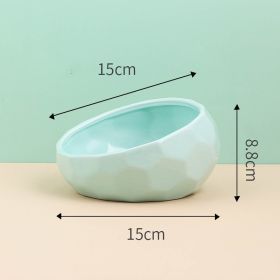 Pet Supplies Bowl Ceramic Cat Bowl Dog Bowl Oblique Mouth (Option: Light green)