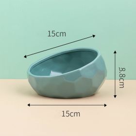 Pet Supplies Bowl Ceramic Cat Bowl Dog Bowl Oblique Mouth (Option: Blue)