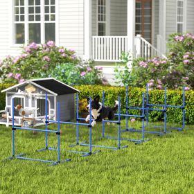 6 Piece Dog Agility Set with Adjustable Height Jump Bars (Option: Blue-980x240x250 mm)