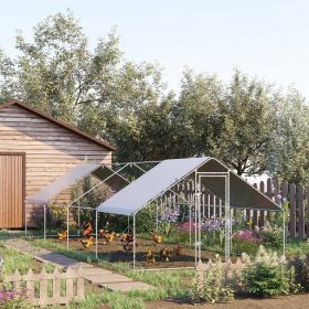 Chicken Run 9.8' x 26.2' x 6.6' with Waterproof and Anti-UV Cover for Outdoor and Yard Farm Use (Option: Silver-1980x330x160 mm)