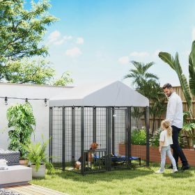 5.9' x 4' x 6' Outdoor Dog Kennel with Roof (Option: Silver-1360x620x270 mm)