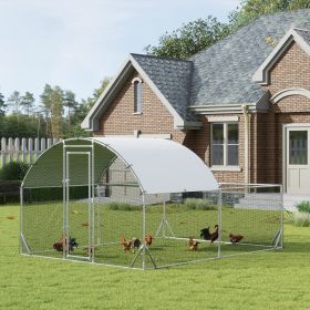 Large Chicken Coop Chicken Run for Chickens with Waterproof and Anti-UV Cover (Option: Silver-1980x370x170 mm)
