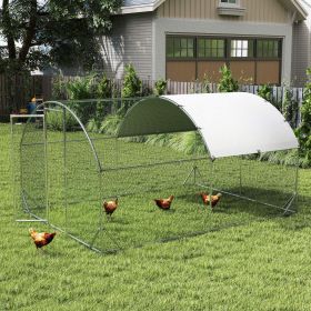 Large Chicken Coop Chicken Run with Waterproof and Anti-UV Cover (Option: Silver-1950x280x170 mm)