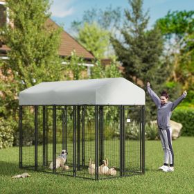 Outdoor Dog Kennel with Two-Room Design (Option: Silver-1585x625x190 mm)