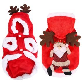 1Pc Pet Christmas Clothes Santa Claus Reindeer Antlers Costume Winter Outfit New Year Coat For Small Medium Dogs Cats (Option: S)