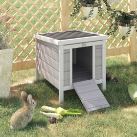 Small Rabbit Hutch Bunny Cage Guinea Pig Cage Duck House Dog House with Openable & Waterproof Roof (Option: Grey-575x475x165 mm)