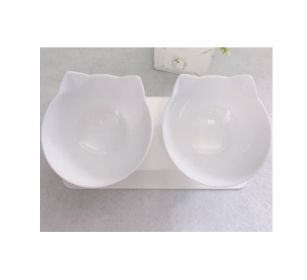 Cat Double Bowl Cat Food Bowl Protects Cervical Vertebra (Option: Two white)