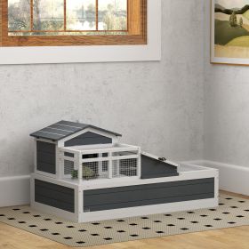 3-Room Tortoise Habitat House w/ Balcony & 2 Stories (Option: Gray-1200x710x155 mm)