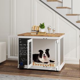 39" Dog Crate Furniture Side Table for Large Dogs with Three Doors (Option: White-1260x700x195 mm)