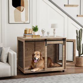 39" Dog Crate Furniture with Flip-up Top Opening (Option: Brown-1120x750x175 mm)