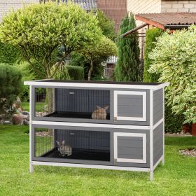 54" 2-Story Large Rabbit Hutch Bunny Cage Pet House Small Animal Habitat with Lockable Doors (Option: Dark Grey-1455x540x210 mm)