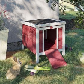 Small Rabbit Hutch Bunny Cage Guinea Pig Cage Duck House Dog House with Openable & Waterproof Roof (Option: Red-575x475x165 mm)