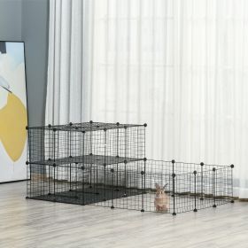 Pet Playpen with Door (Option: Black-380x155x440 mm)
