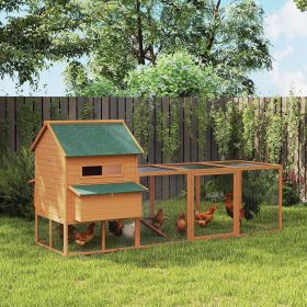 136.5" Chicken Coop Large Chicken House Deluxe Rabbit Hutch Lockable Poultry Hen Cage Backyard with Nesting Box and Run (Option: Orange-1040x185x920 mm)