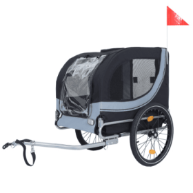 Large Folding Bike Trailer For Dogs  120LB Capacity All-Terrain Pet Carrier, Durable Steel Frame For Cycling, Jogging, Camping  Outdoor Adventures (Option: Black Gray)