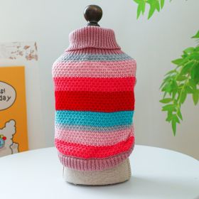 Pet Ring Comfortable Color Stripes Colorful Sweater (Option: Color Stripes Colorful Sweater-L)
